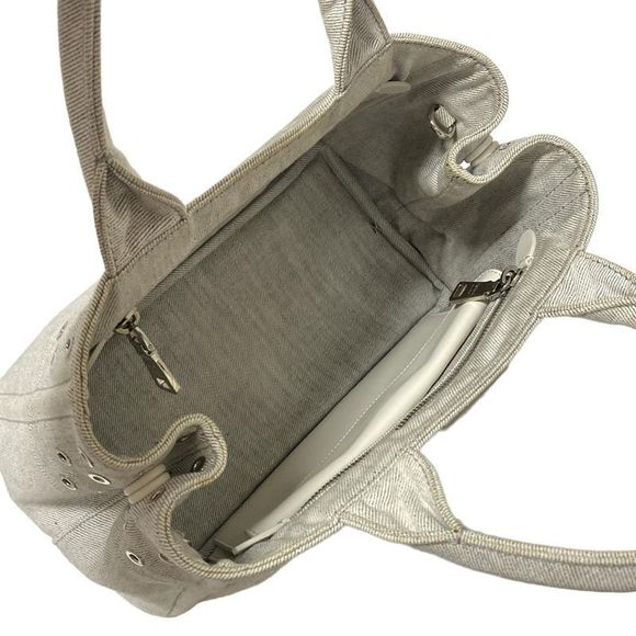 Prada Tote Bag Canapa 1bg439 Light Gray And White Leather Totes